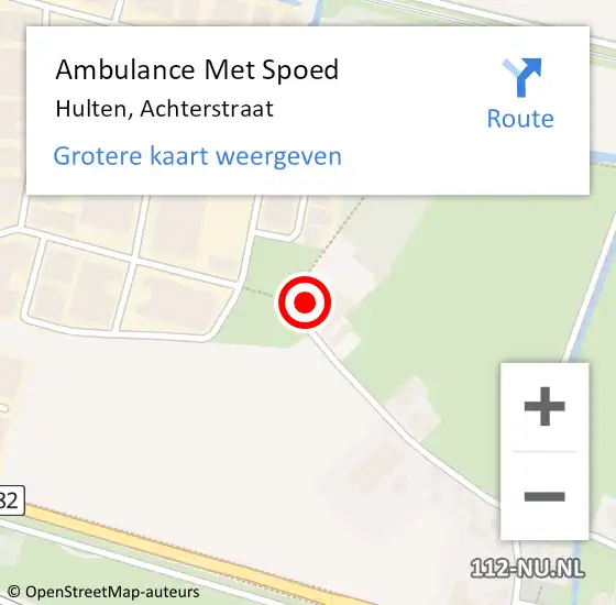 Locatie op kaart van de 112 melding: Ambulance Met Spoed Naar Hulten, Achterstraat op 21 november 2017 18:26