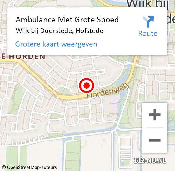 Locatie op kaart van de 112 melding: Ambulance Met Grote Spoed Naar Wijk bij Duurstede, Hofstede op 21 november 2017 18:27