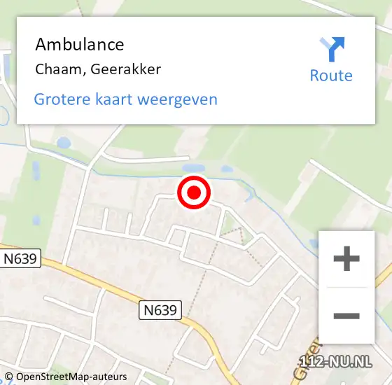 Locatie op kaart van de 112 melding: Ambulance Chaam, Geerakker op 21 november 2017 19:13