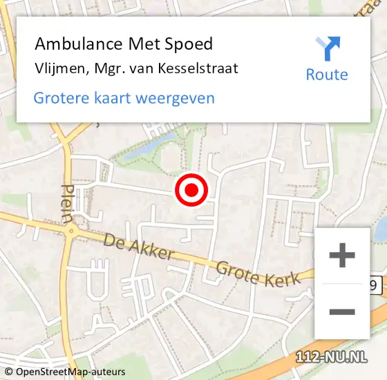 Locatie op kaart van de 112 melding: Ambulance Met Spoed Naar Vlijmen, Mgr. van Kesselstraat op 21 november 2017 19:41