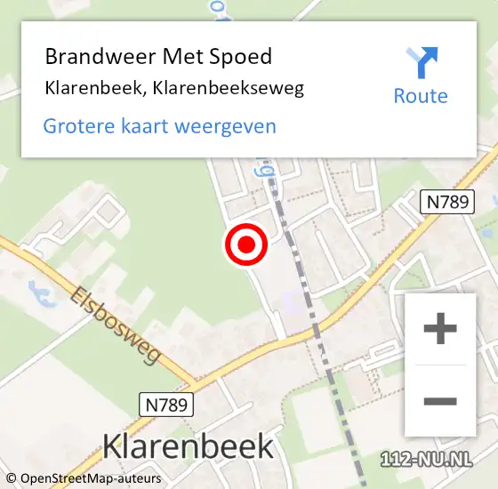 Locatie op kaart van de 112 melding: Brandweer Met Spoed Naar Klarenbeek, Klarenbeekseweg op 21 november 2017 19:48