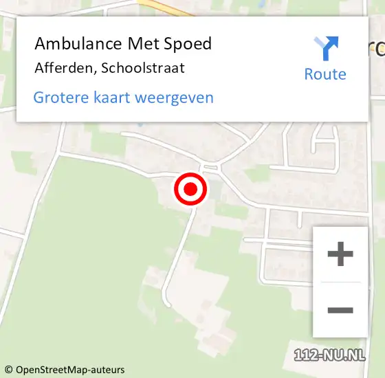 Locatie op kaart van de 112 melding: Ambulance Met Spoed Naar Afferden, Schoolstraat op 21 november 2017 20:02