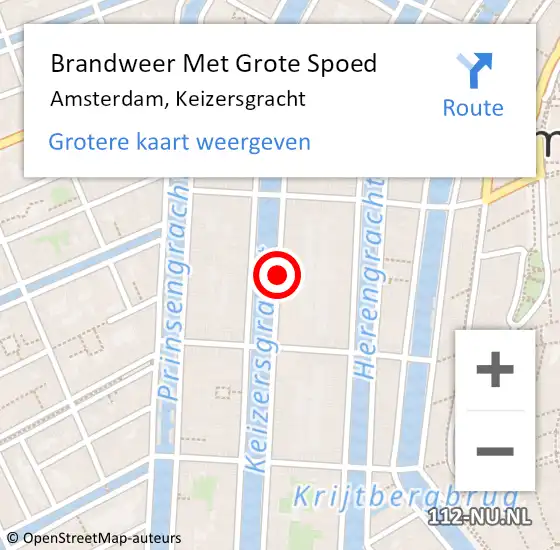 Locatie op kaart van de 112 melding: Brandweer Met Grote Spoed Naar Amsterdam, Keizersgracht op 21 november 2017 20:13