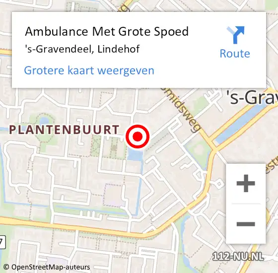 Locatie op kaart van de 112 melding: Ambulance Met Grote Spoed Naar 's-Gravendeel, Lindehof op 21 november 2017 20:15