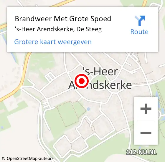 Locatie op kaart van de 112 melding: Brandweer Met Grote Spoed Naar 's-Heer Arendskerke, De Steeg op 21 november 2017 20:15