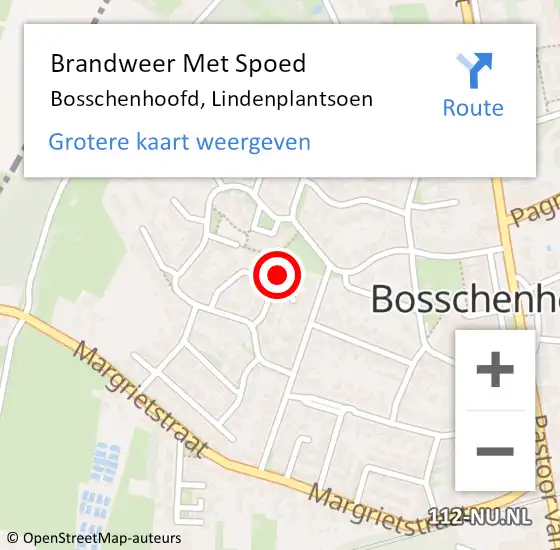 Locatie op kaart van de 112 melding: Brandweer Met Spoed Naar Bosschenhoofd, Lindenplantsoen op 21 november 2017 20:18