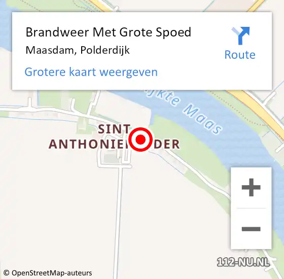 Locatie op kaart van de 112 melding: Brandweer Met Grote Spoed Naar Maasdam, Polderdijk op 21 november 2017 20:24