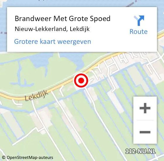 Locatie op kaart van de 112 melding: Brandweer Met Grote Spoed Naar Nieuw-Lekkerland, Lekdijk op 21 november 2017 20:47