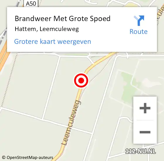 Locatie op kaart van de 112 melding: Brandweer Met Grote Spoed Naar Hattem, Leemculeweg op 21 november 2017 20:50