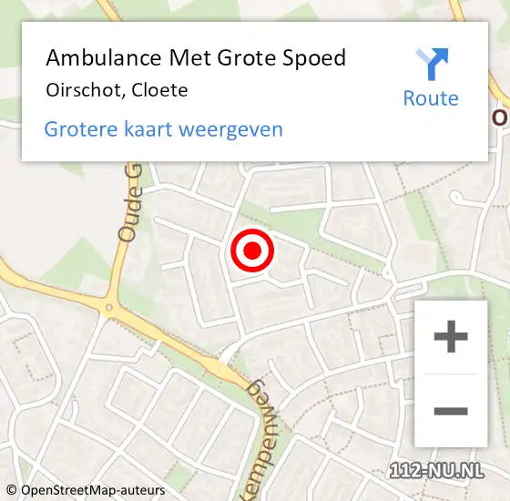 Locatie op kaart van de 112 melding: Ambulance Met Grote Spoed Naar Oirschot, Cloete op 21 november 2017 21:33