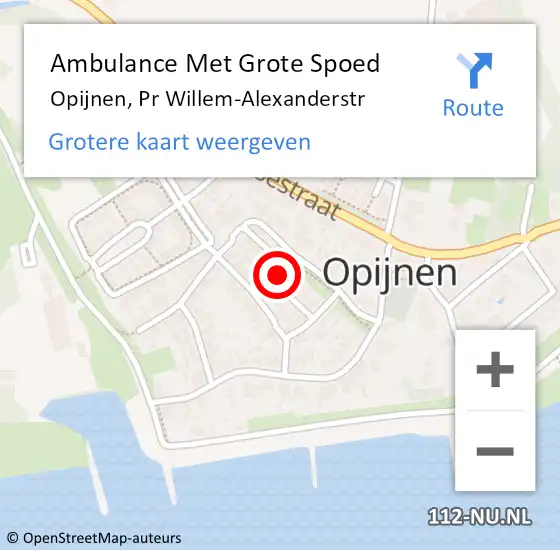 Locatie op kaart van de 112 melding: Ambulance Met Grote Spoed Naar Opijnen, Pr Willem-Alexanderstr op 21 november 2017 22:04