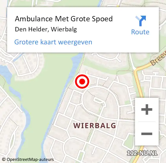 Locatie op kaart van de 112 melding: Ambulance Met Grote Spoed Naar Den Helder, Wierbalg op 21 november 2017 22:18