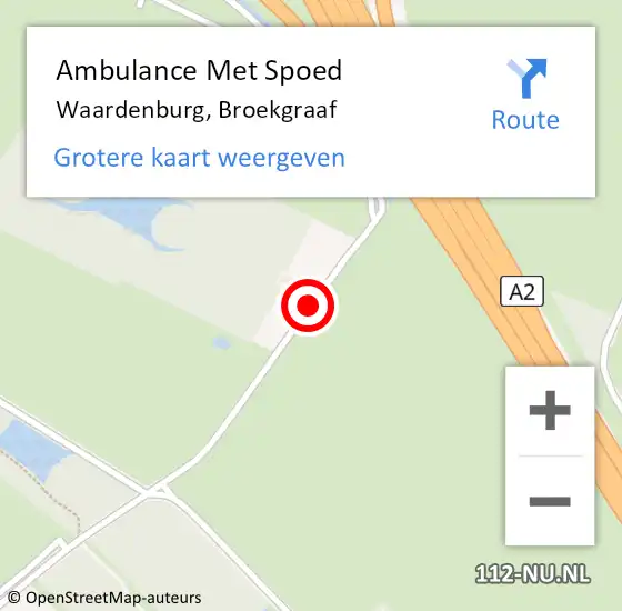 Locatie op kaart van de 112 melding: Ambulance Met Spoed Naar Waardenburg, Broekgraaf op 21 november 2017 23:08
