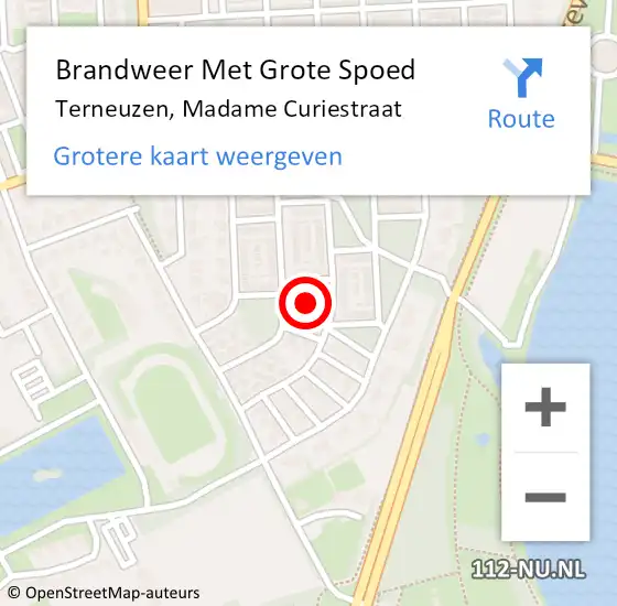 Locatie op kaart van de 112 melding: Brandweer Met Grote Spoed Naar Terneuzen, Madame Curiestraat op 22 november 2017 00:36