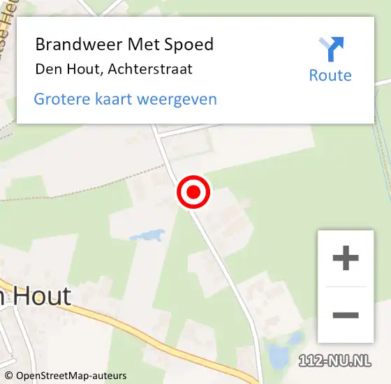 Locatie op kaart van de 112 melding: Brandweer Met Spoed Naar Den Hout, Achterstraat op 22 november 2017 01:04