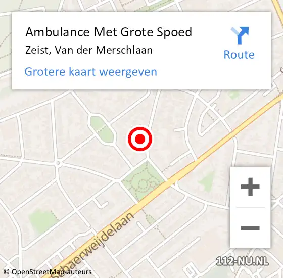 Locatie op kaart van de 112 melding: Ambulance Met Grote Spoed Naar Zeist, Van der Merschlaan op 22 november 2017 03:27