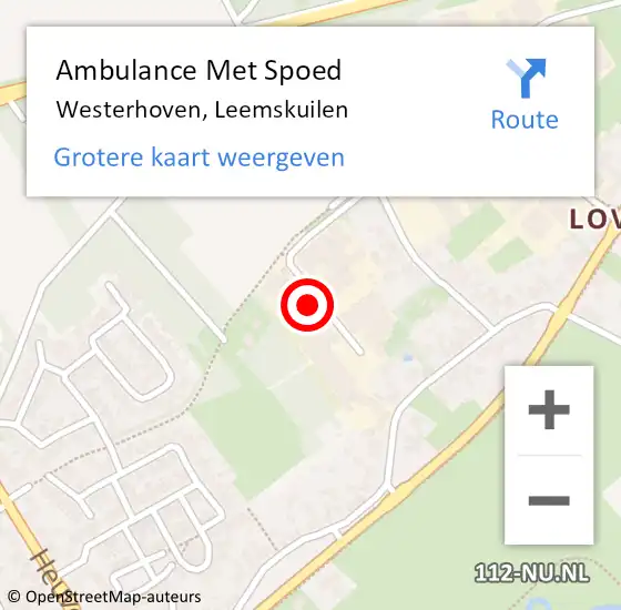 Locatie op kaart van de 112 melding: Ambulance Met Spoed Naar Westerhoven, Leemskuilen op 22 november 2017 03:39