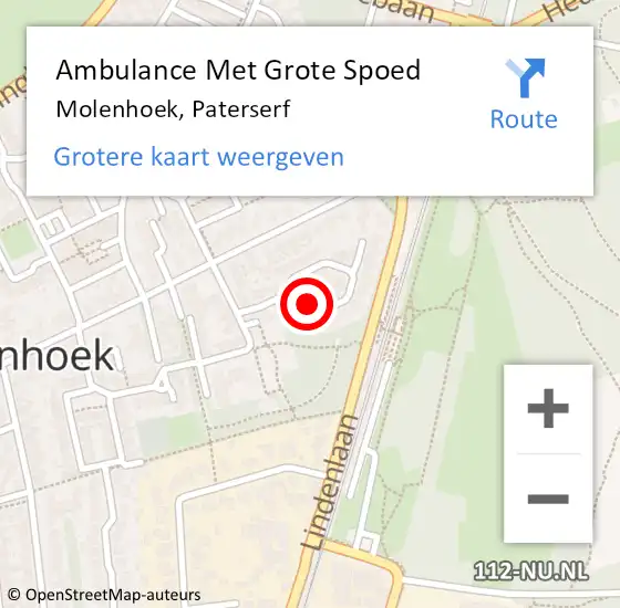 Locatie op kaart van de 112 melding: Ambulance Met Grote Spoed Naar Molenhoek, Paterserf op 22 november 2017 04:18