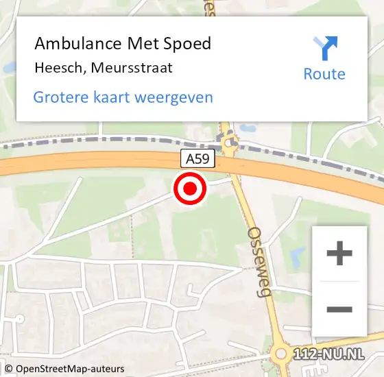 Locatie op kaart van de 112 melding: Ambulance Met Spoed Naar Heesch, Meursstraat op 22 november 2017 05:04