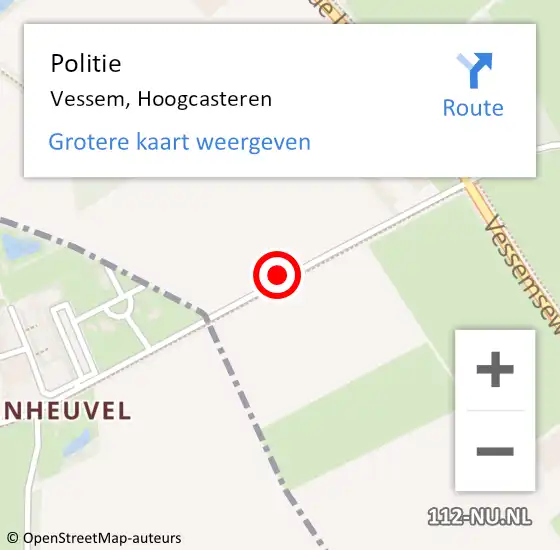 Locatie op kaart van de 112 melding: Politie Vessem, Hoogcasteren op 22 november 2017 08:25