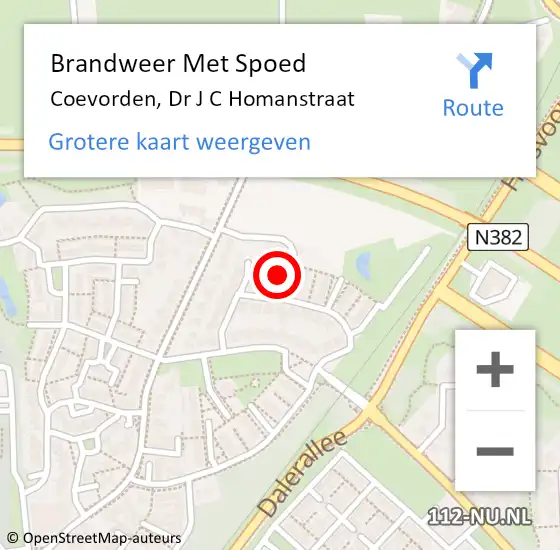 Locatie op kaart van de 112 melding: Brandweer Met Spoed Naar Coevorden, Dr J C Homanstraat op 22 november 2017 08:28