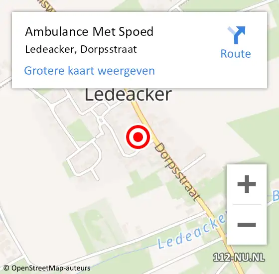 Locatie op kaart van de 112 melding: Ambulance Met Spoed Naar Ledeacker, Dorpsstraat op 22 november 2017 08:38