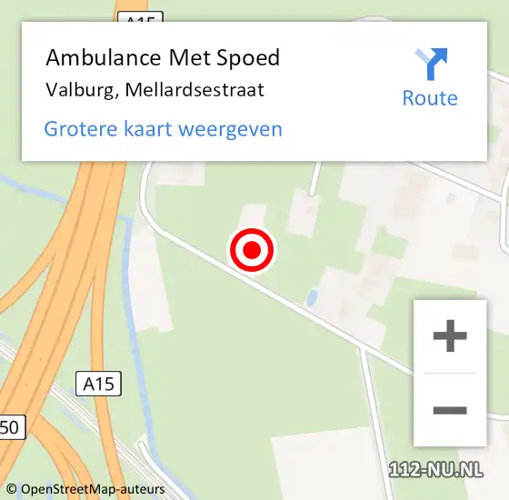 Locatie op kaart van de 112 melding: Ambulance Met Spoed Naar Valburg, Mellardsestraat op 22 november 2017 08:59