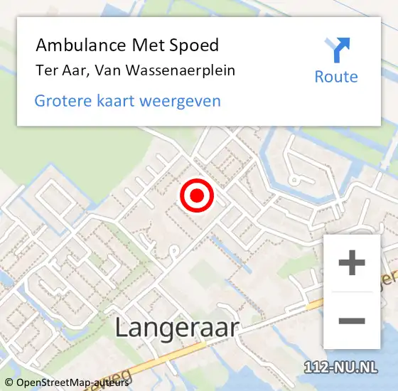 Locatie op kaart van de 112 melding: Ambulance Met Spoed Naar Ter Aar, Van Wassenaerplein op 22 november 2017 09:48