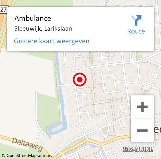 Locatie op kaart van de 112 melding: Ambulance Sleeuwijk, Larikslaan op 22 november 2017 10:03