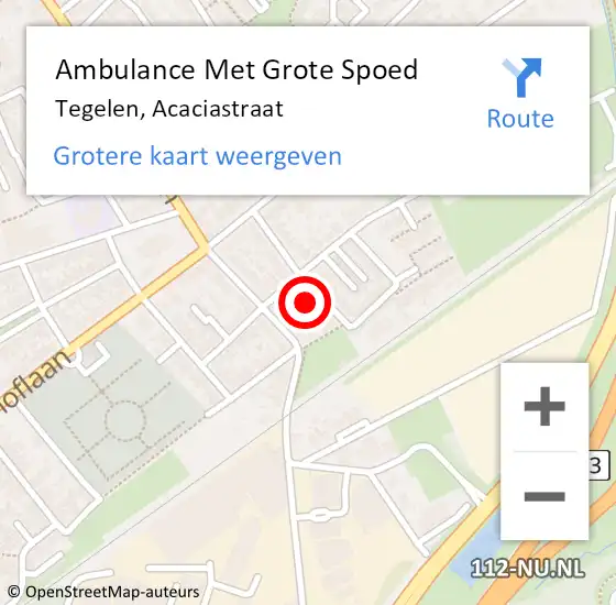 Locatie op kaart van de 112 melding: Ambulance Met Grote Spoed Naar Tegelen, Acaciastraat op 22 november 2017 10:27