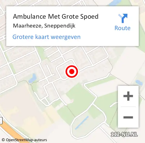 Locatie op kaart van de 112 melding: Ambulance Met Grote Spoed Naar Maarheeze, Sneppendijk op 22 november 2017 10:40