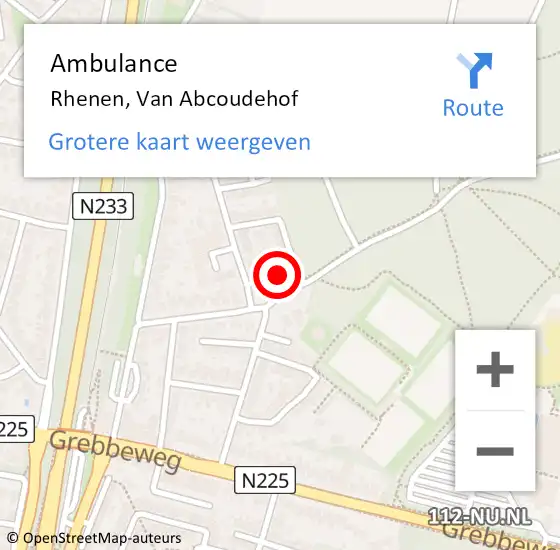 Locatie op kaart van de 112 melding: Ambulance Rhenen, Van Abcoudehof op 22 november 2017 12:54