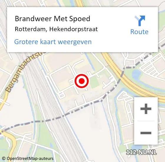 Locatie op kaart van de 112 melding: Brandweer Met Spoed Naar Rotterdam, Hekendorpstraat op 22 november 2017 13:03