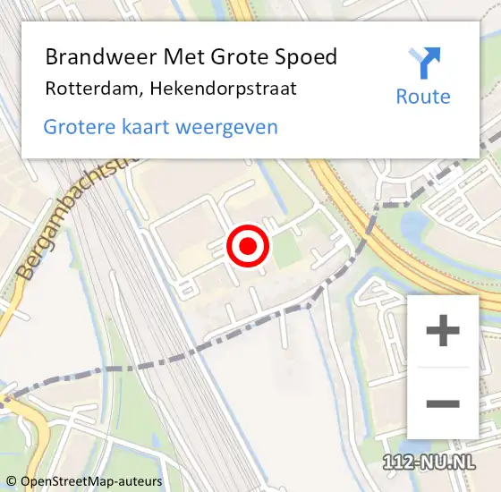 Locatie op kaart van de 112 melding: Brandweer Met Grote Spoed Naar Rotterdam, Hekendorpstraat op 22 november 2017 13:05
