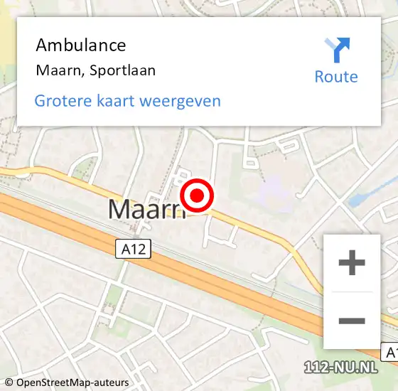 Locatie op kaart van de 112 melding: Ambulance Maarn, Sportlaan op 22 november 2017 13:06