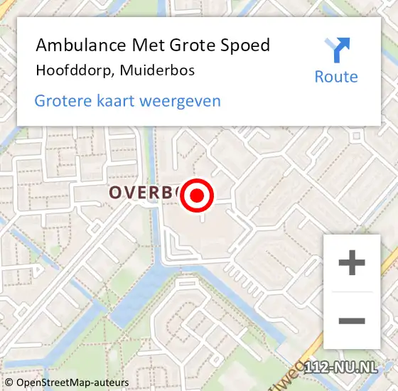 Locatie op kaart van de 112 melding: Ambulance Met Grote Spoed Naar Hoofddorp, Muiderbos op 22 november 2017 13:22