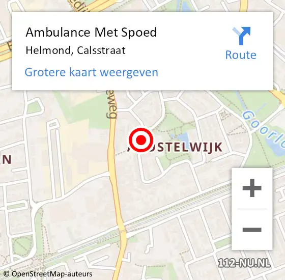 Locatie op kaart van de 112 melding: Ambulance Met Spoed Naar Helmond, Calsstraat op 22 november 2017 14:28