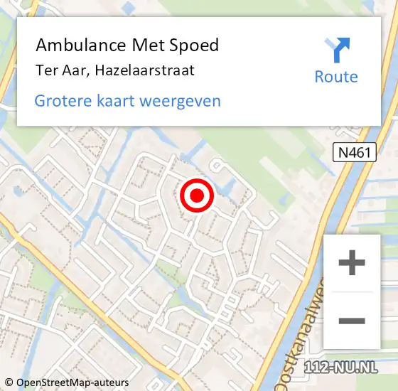 Locatie op kaart van de 112 melding: Ambulance Met Spoed Naar Ter Aar, Hazelaarstraat op 22 november 2017 14:46