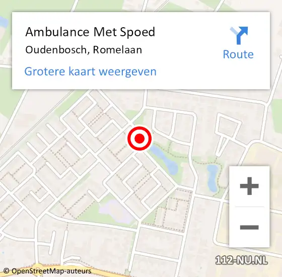 Locatie op kaart van de 112 melding: Ambulance Met Spoed Naar Oudenbosch, Romelaan op 22 november 2017 15:28