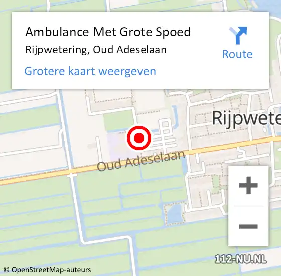 Locatie op kaart van de 112 melding: Ambulance Met Grote Spoed Naar Rijpwetering, Oud Adeselaan op 22 november 2017 15:36
