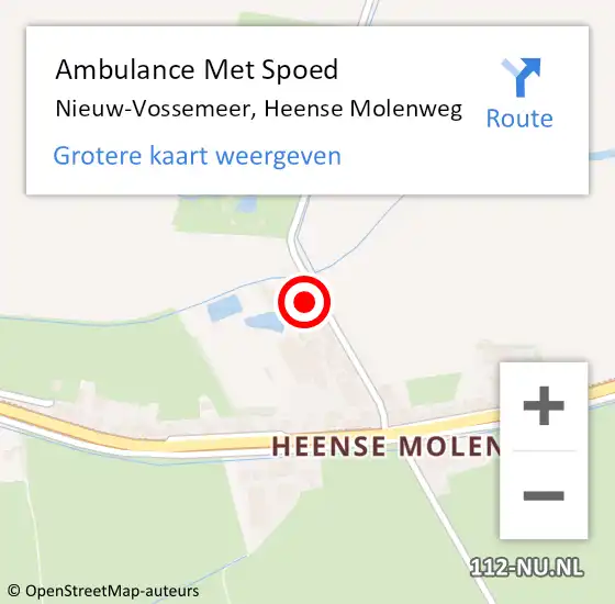 Locatie op kaart van de 112 melding: Ambulance Met Spoed Naar Nieuw-Vossemeer, Heense Molenweg op 22 november 2017 16:54