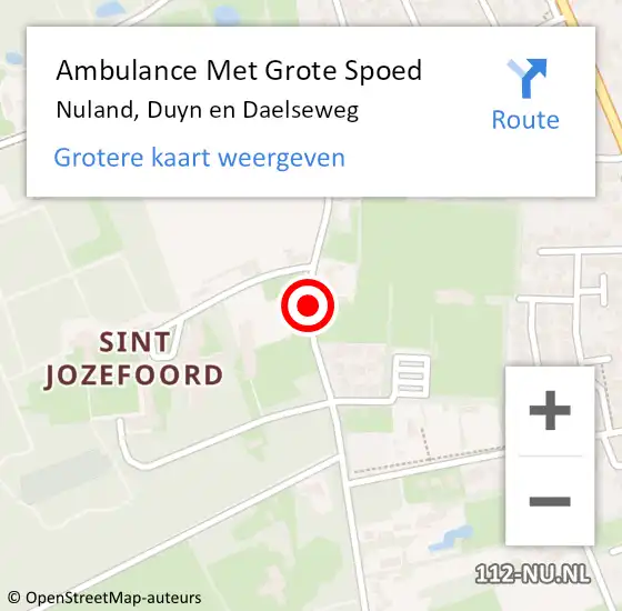 Locatie op kaart van de 112 melding: Ambulance Met Grote Spoed Naar Nuland, Duyn en Daelseweg op 22 november 2017 16:56
