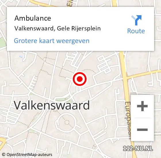 Locatie op kaart van de 112 melding: Ambulance Valkenswaard, Gele Rijersplein op 22 november 2017 17:10