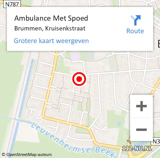 Locatie op kaart van de 112 melding: Ambulance Met Spoed Naar Brummen, Kruisenkstraat op 22 november 2017 17:21