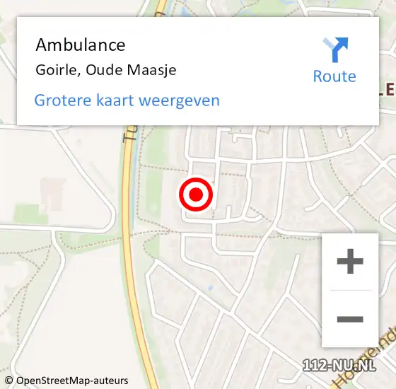 Locatie op kaart van de 112 melding: Ambulance Goirle, Oude Maasje op 22 november 2017 17:29