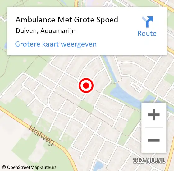 Locatie op kaart van de 112 melding: Ambulance Met Grote Spoed Naar Duiven, Aquamarijn op 22 november 2017 18:02