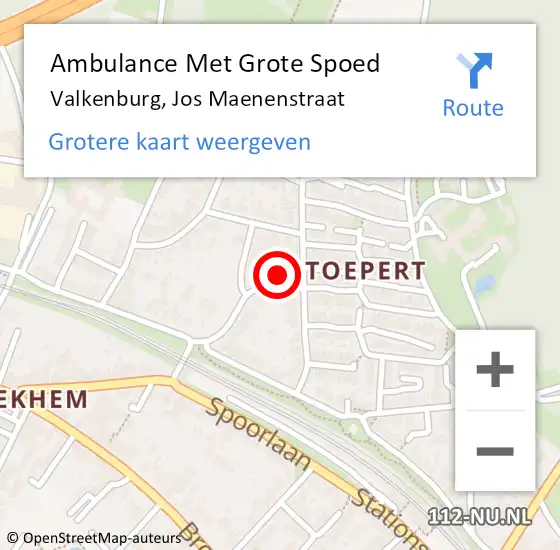 Locatie op kaart van de 112 melding: Ambulance Met Grote Spoed Naar Valkenburg, Jos Maenenstraat op 7 februari 2014 16:49