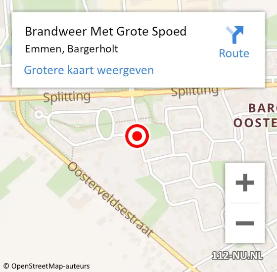 Locatie op kaart van de 112 melding: Brandweer Met Grote Spoed Naar Emmen, Bargerholt op 7 februari 2014 16:56