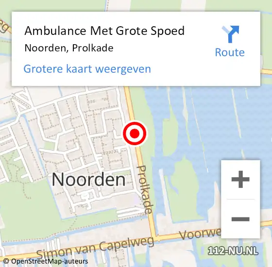 Locatie op kaart van de 112 melding: Ambulance Met Grote Spoed Naar Noorden, Prolkade op 22 november 2017 21:27