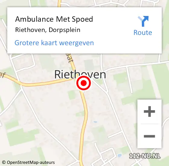 Locatie op kaart van de 112 melding: Ambulance Met Spoed Naar Riethoven, Dorpsplein op 22 november 2017 21:47